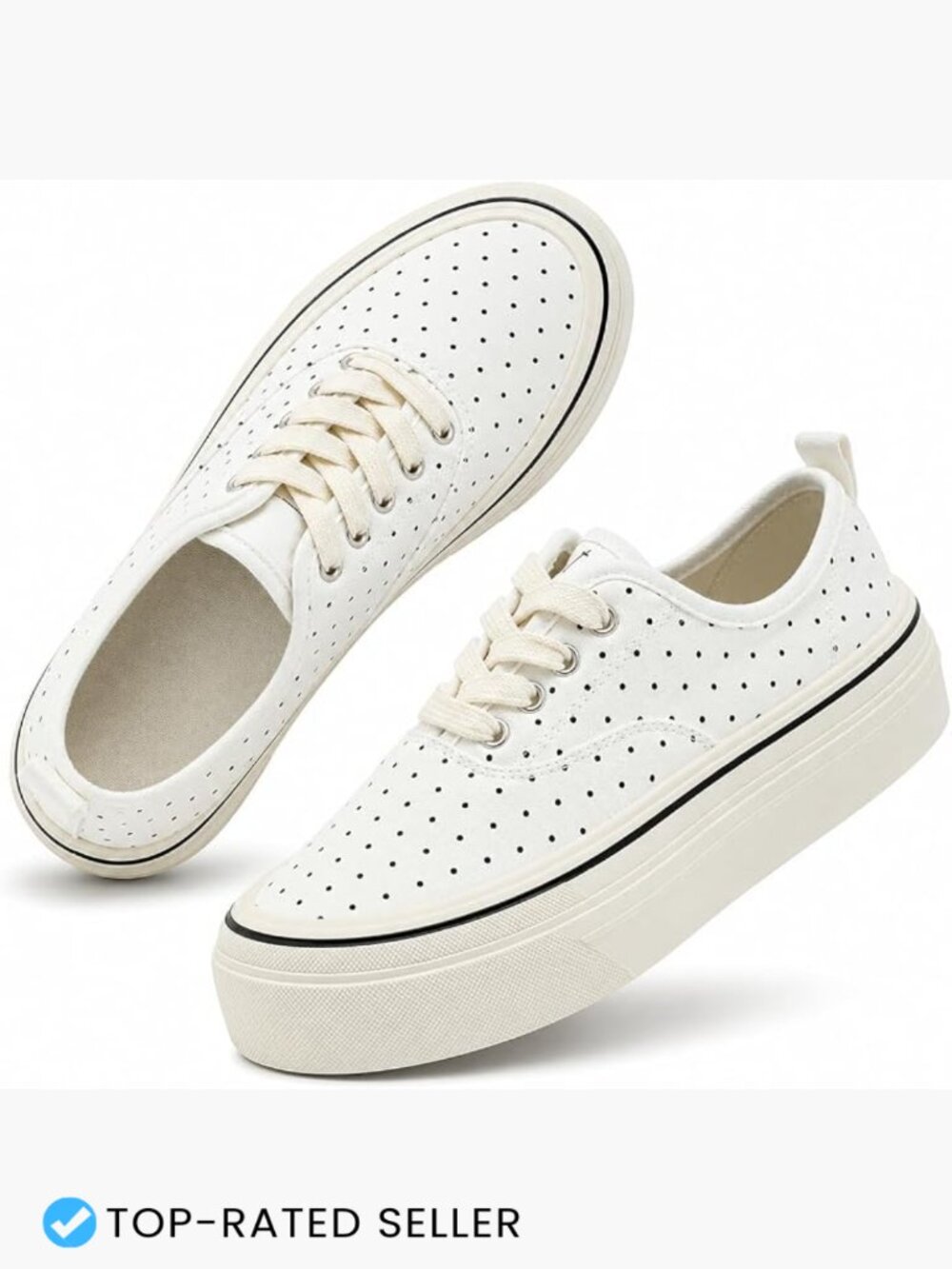 Polka Dot Platform Canvas Sneakers Casual Lace Up Low Top Women